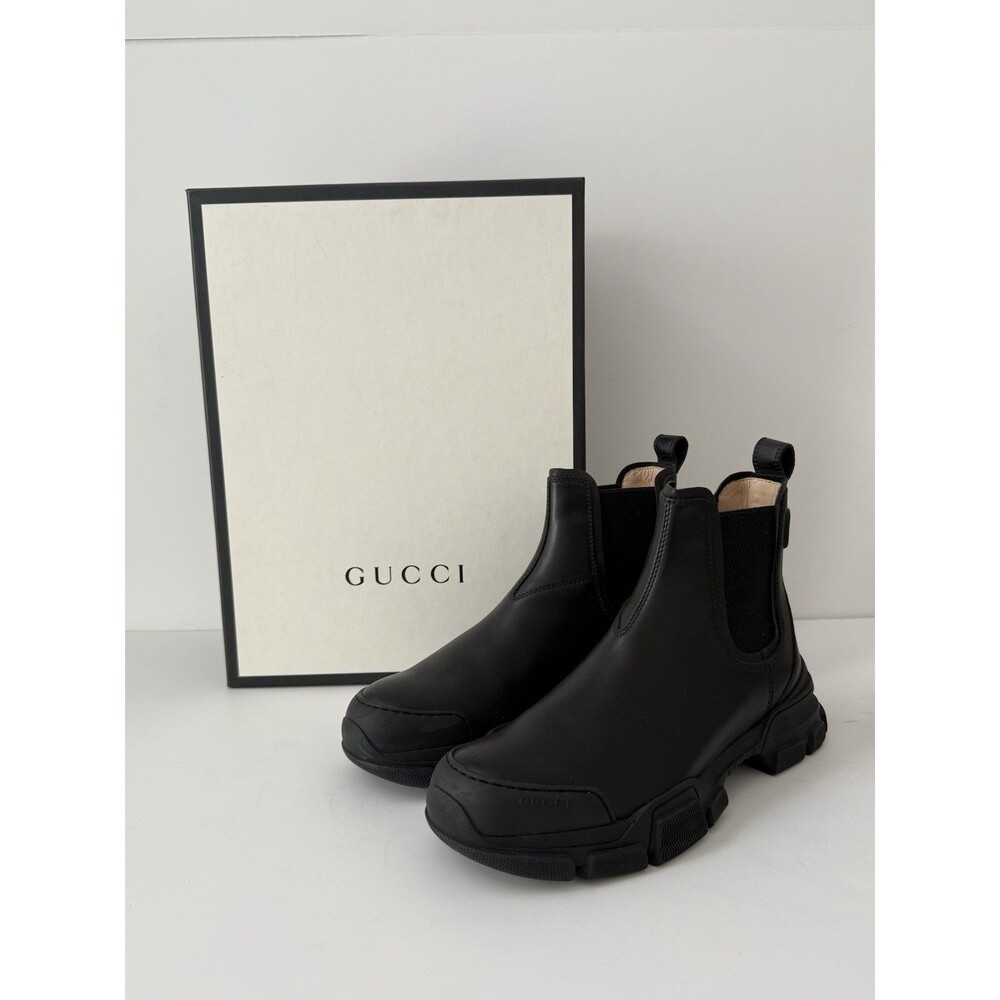Gucci Flashtrek Black Leather Chelsea Boots - IT 8 (US 9)